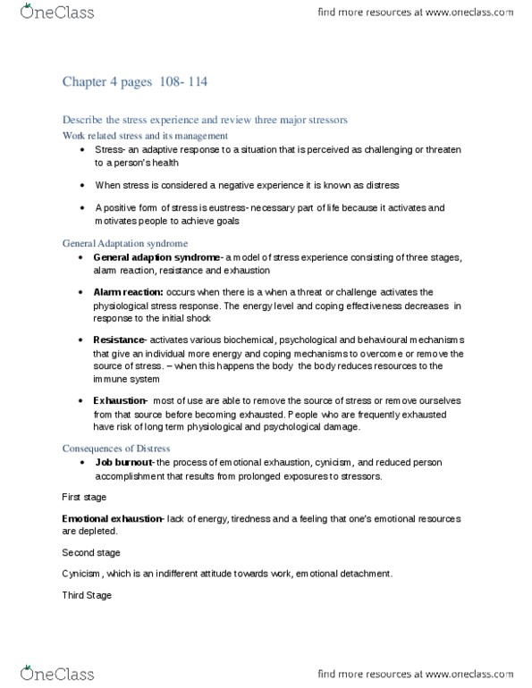 MHR 505 Chapter Notes - Chapter 4: Emotional Exhaustion, Positive Form, Eustress thumbnail