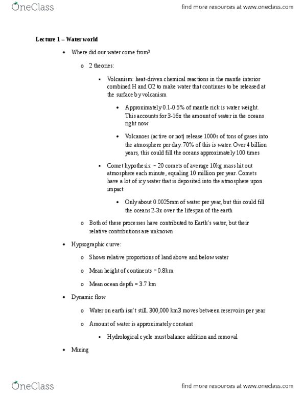 BIOL 3450 Lecture Notes - Lecture 1: Water Cycle, Chemical Energy, Downwelling thumbnail