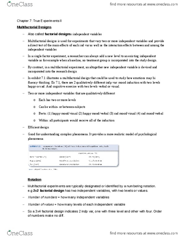 PSYB01H3 Chapter Notes - Chapter 7: Factorial Experiment, Analysis Of Variance, Dependent And Independent Variables thumbnail