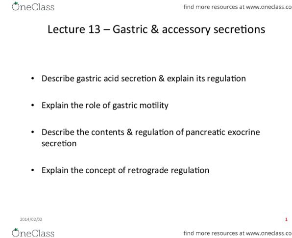 APMA 912 Lecture Notes - Lecture 13: Submucosa, Migrating Motor Complex, Chymotrypsin thumbnail