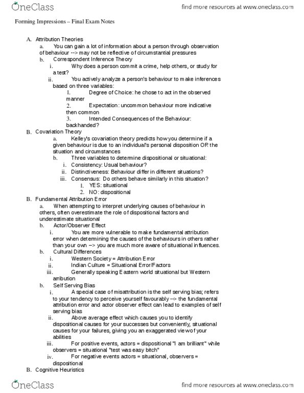 PSYC 1023 Chapter Notes -Fundamental Attribution Error thumbnail