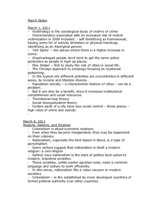 SOC102H1 Lecture : March Notes thumbnail