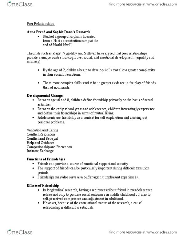 PSY210H5 Lecture Notes - Lecture 7: Sociometric Status, Social Skills, Peer Pressure thumbnail