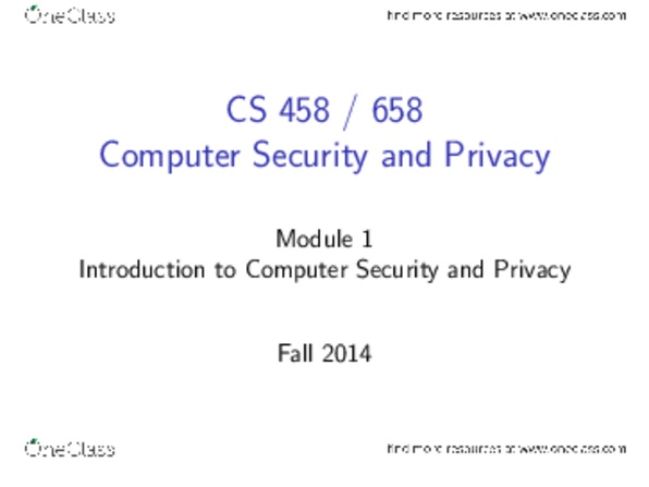 CS458 Lecture Notes - Lecture 1: Nabiha, Threat Model, Wi-Fi thumbnail