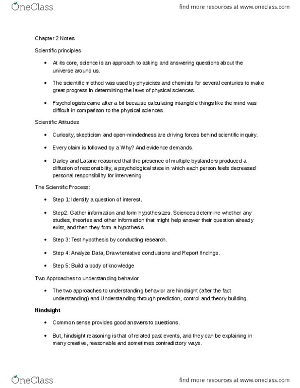 Psychology 1000 Chapter Notes - Chapter 2: Repeated Measures Design, Internal Validity, Trait Theory thumbnail