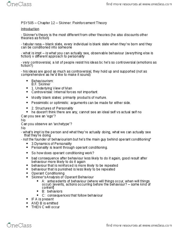 PSY 505 Lecture Notes - Lecture 8: Tabula Rasa, Reinforcement, Sunscreen thumbnail