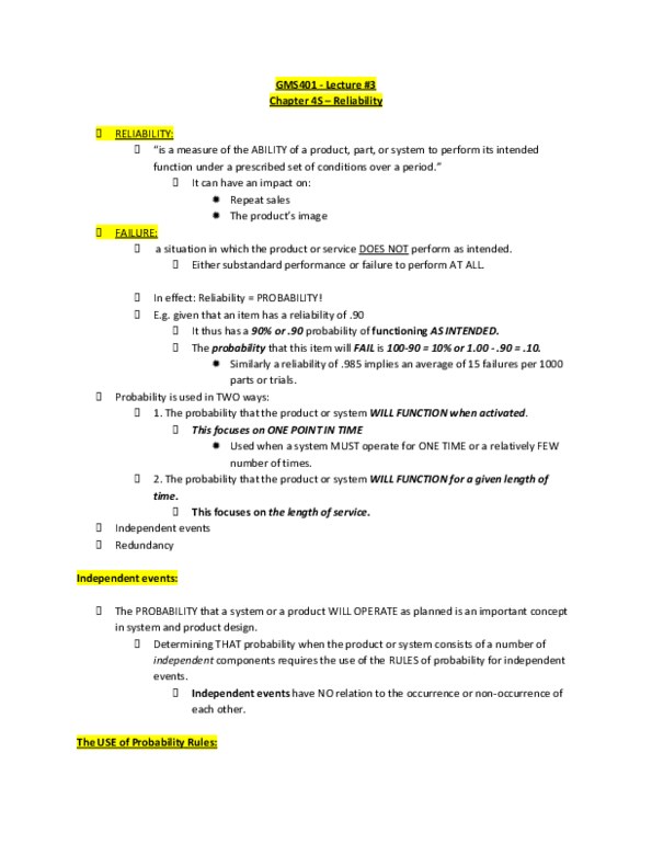 GMS 401 Lecture : Lecture #3 - Chapter 4S thumbnail