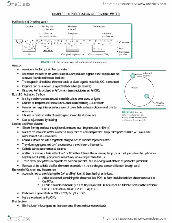 Chemistry 2210A/B Lecture Notes - Lecture 10: Chloramine, Ultrafiltration, Aeration thumbnail