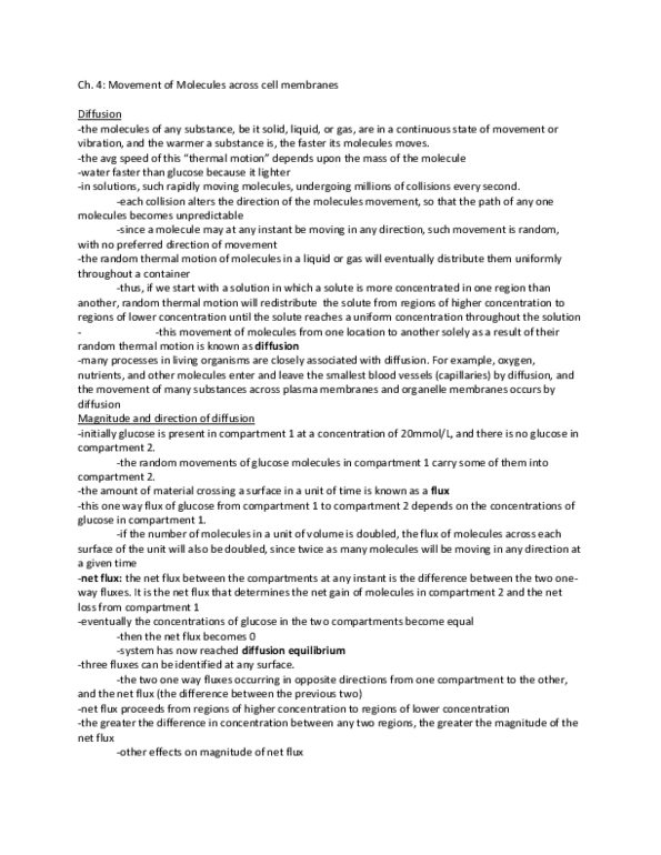 BIO310H5 Chapter 4: Movement of Moleucles across cell membranes thumbnail