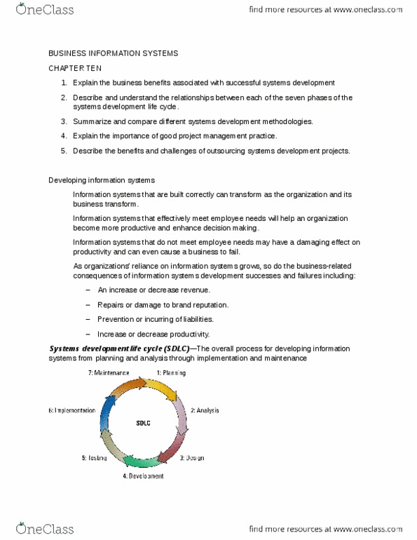 ITM 102 Lecture Notes - Lecture 10: Systems Development Life Cycle, Rational Unified Process, Rapid Application Development thumbnail