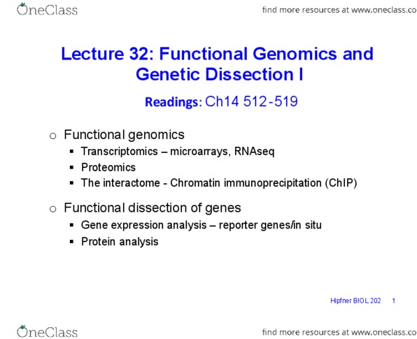 BIOL 202 Lecture Notes - Lecture 32: Functional Genomics, Gene Expression, Nature Reviews Genetics thumbnail
