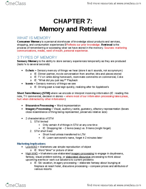 MGMC02H3 Chapter Notes - Chapter 007: Sensory Memory, Taste, Apple Music thumbnail