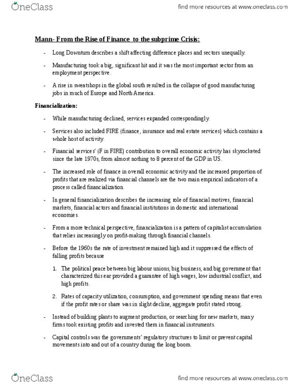 GGRA02H3 Chapter Notes -Capacity Utilization, Financial Services, Capital Control thumbnail