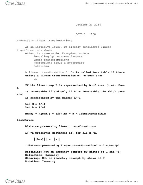 MATH125 Lecture Notes - Lecture 15: Linear Map, Row And Column Vectors thumbnail