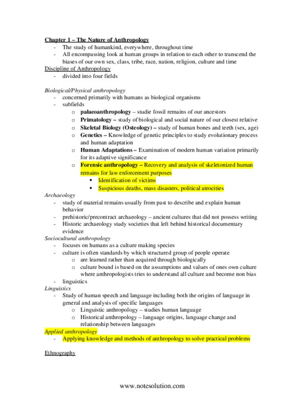 ANT101H5 Chapter Notes - Chapter 1-3: Forensic Anthropology, Applied Anthropology thumbnail