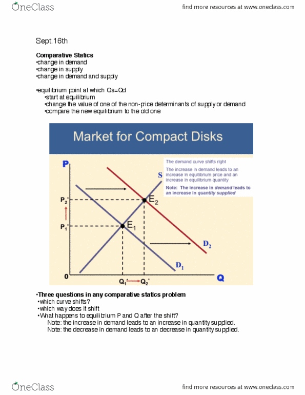 CAS EC 101 Lecture Notes - Lecture 3: Comparative Statics, Demand Curve, Equilibrium Point thumbnail