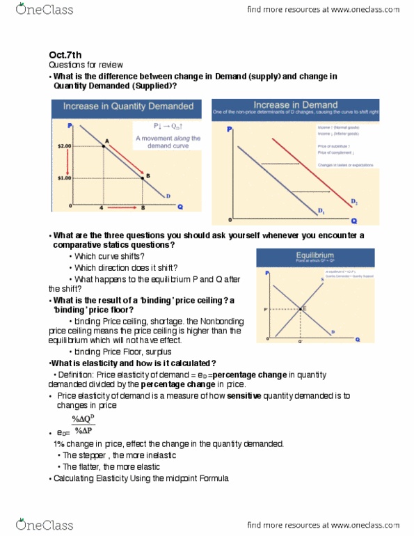 CAS EC 101 Lecture Notes - Lecture 6: Price Ceiling, Price Floor, Comparative Statics thumbnail