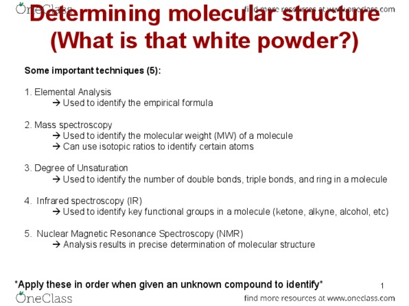 CHM 2120 Lecture Notes - Lecture 5: Mass Spectrometry, Alkyne, Nuclear Magnetic Resonance Spectroscopy thumbnail