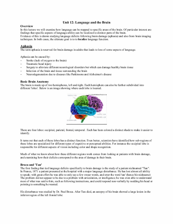 Psychology 2134A/B Lecture : Language and the Brain thumbnail