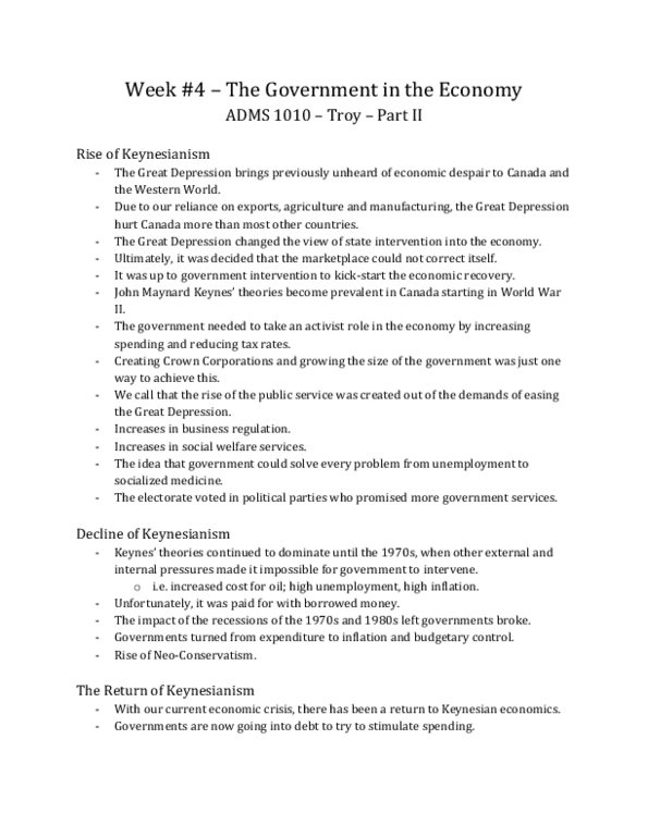 ADMS 1010 Lecture 4: Week 4 - The Government in the Economy [P2] thumbnail