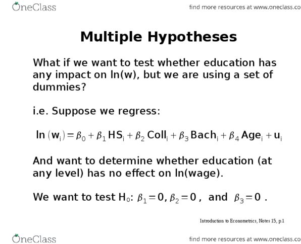 ECON321 Lecture Notes - Lecture 15: Null Hypothesis, Econometrics, Statistical Hypothesis Testing thumbnail