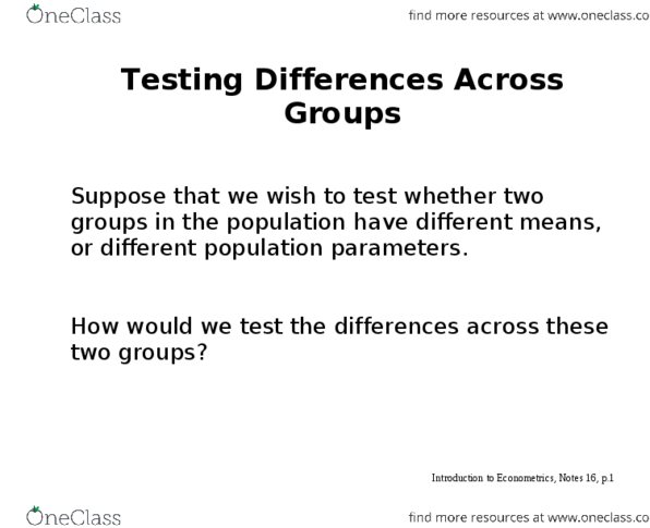 ECON321 Lecture Notes - Lecture 16: Econometrics, Test Statistic, Chow Test thumbnail