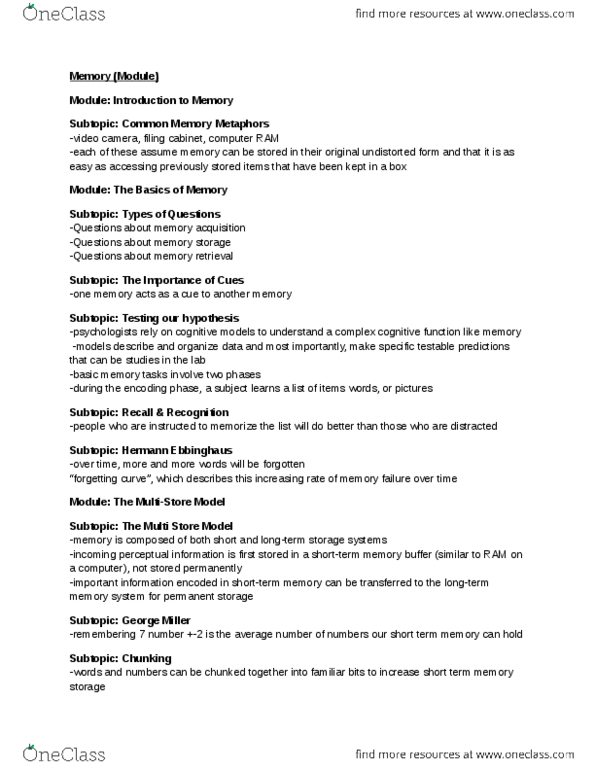 PSYCH 1X03 Chapter Notes -Processing Fluency, Forgetting Curve, Hermann Ebbinghaus thumbnail