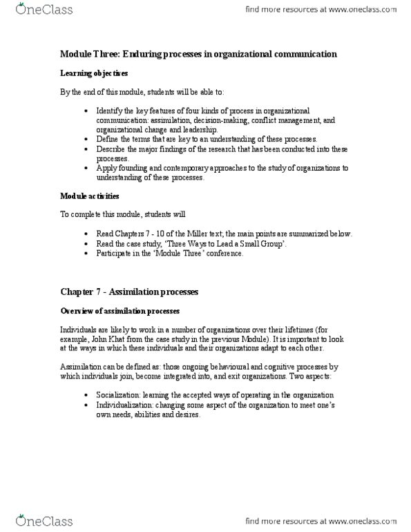 EDRD 3140 Lecture Notes - Lecture 3: Organizational Communication, Khat, Organizational Conflict thumbnail
