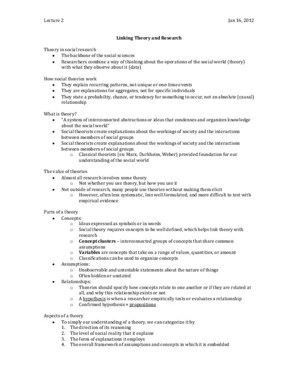 Sociology 2206A/B Lecture : Linking Theory and Research thumbnail