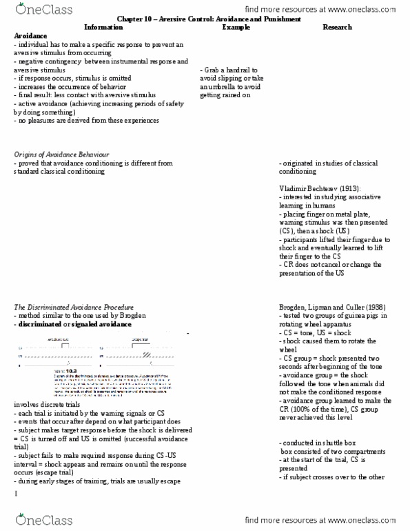 PS271 Chapter 10: Chapter 10 – Aversive Control.docx thumbnail