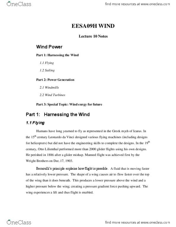 EESA09H3 Lecture Notes - Lecture 10: Lateen, Windeurope, Direct Energy thumbnail