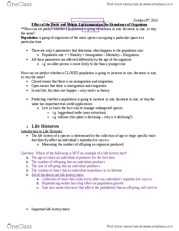 BIOL 2060 Lecture Notes - Lecture 3: Herbivore, Carrying Capacity, Metapopulation thumbnail