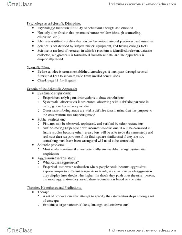 PS295 Lecture Notes - Lecture 1: Psycinfo, Medline, Empiricism thumbnail