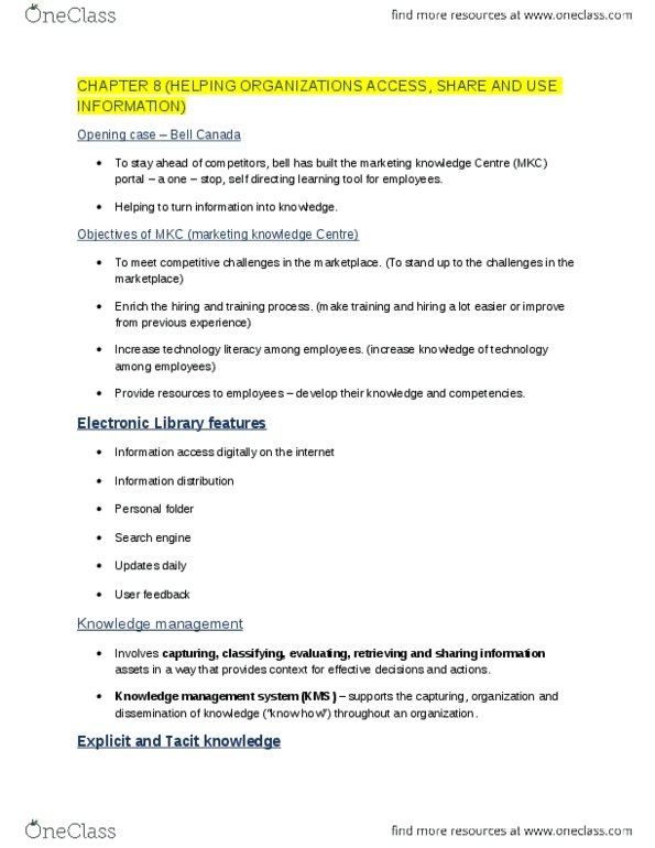 ITM 100 Lecture Notes - Lecture 8: Web Conferencing, Enterprise Portal, Business Process thumbnail