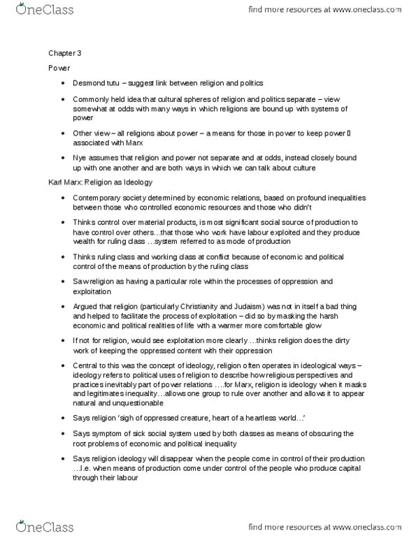 RLG101H5 Chapter Notes - Chapter 3: False Consciousness, Nationstates, Desmond Tutu thumbnail