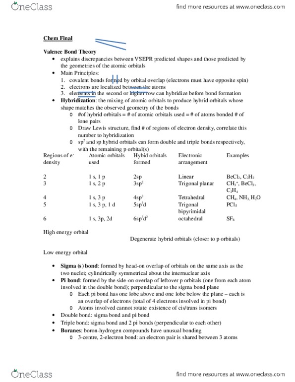 Chemistry 1301A/B Final: Chem Final.docx - OneClass