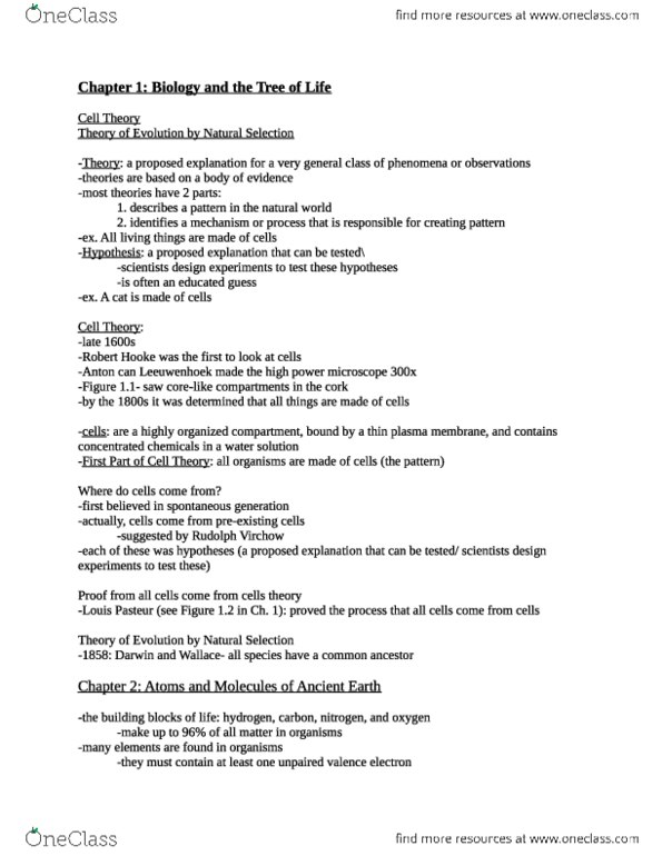 BIOL 118 Midterm: bio 118 master notes exam 1 - OneClass