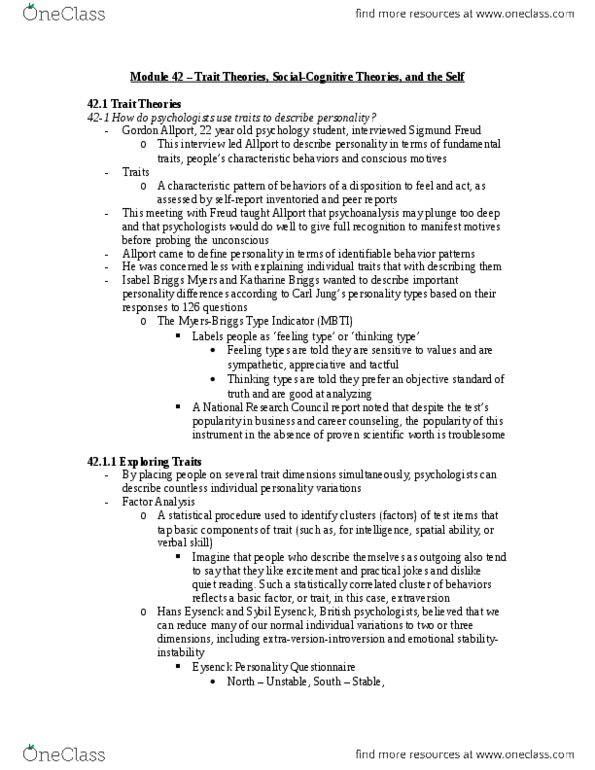 PSYC 1010 Chapter : Module 42 – Trait Theories.docx thumbnail