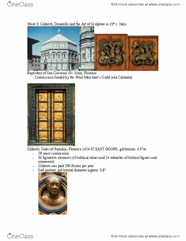 FAH230H1 Lecture Notes - Lecture 3: Lorenzo Ghiberti, Quatrefoil, Nanni Di Banco thumbnail