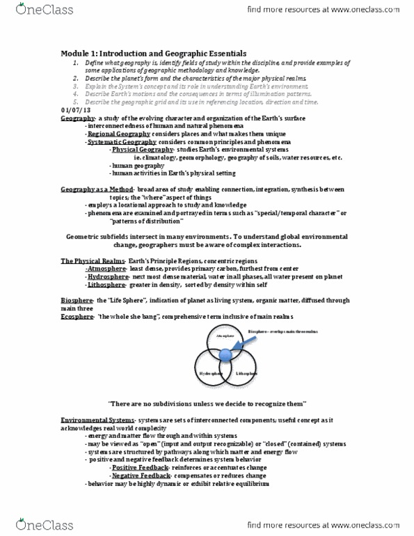 GEOG 120 Lecture Notes - Lecture 1: Fot thumbnail