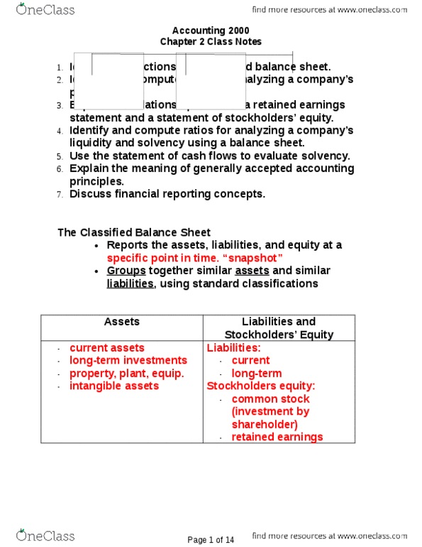 ACCT 2000 Chapter Notes - Chapter 2-9.3.14: Retained Earnings, Financial Statement, Accounting thumbnail