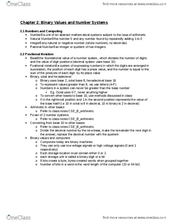 EECS 1520 Chapter Notes - Chapter 2: Tube Socket, Octal, Negative Number thumbnail