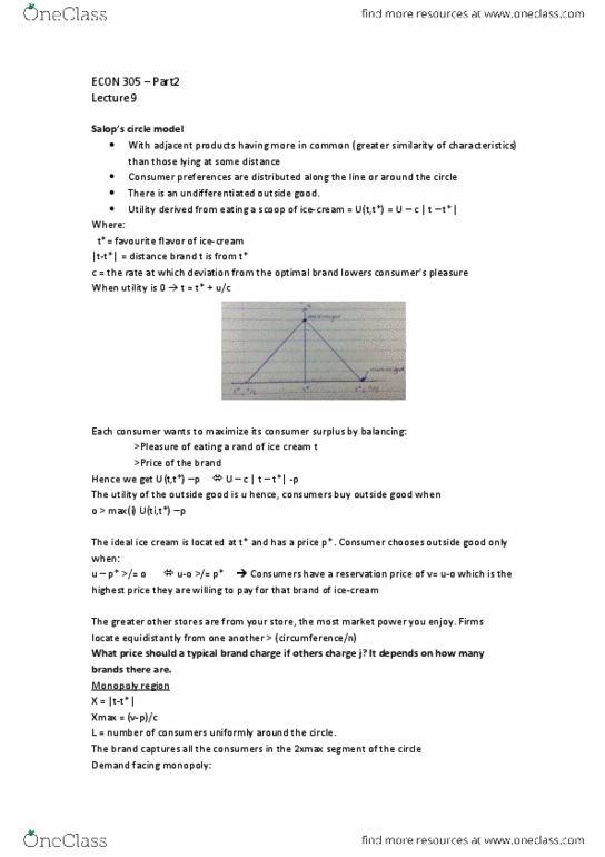 ECON 305 Lecture Notes - Lecture 9: Reservation Price, Market Power, Economic Surplus thumbnail