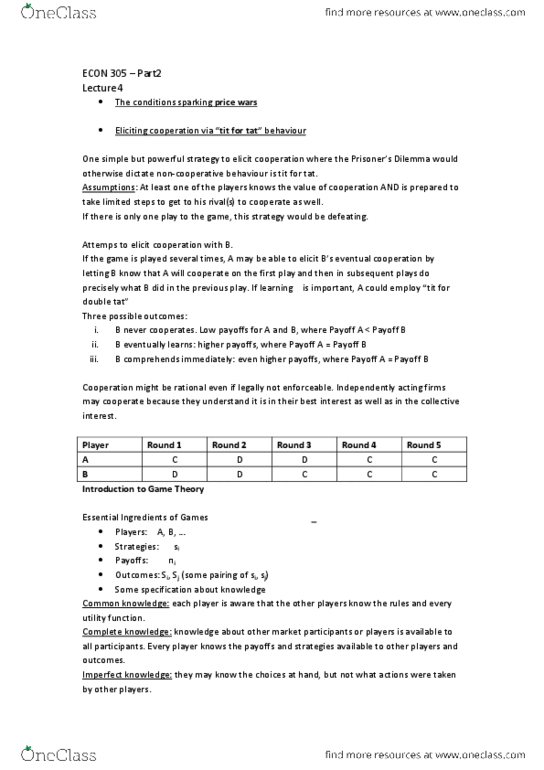 ECON 305 Lecture Notes - Lecture 4: Utility thumbnail