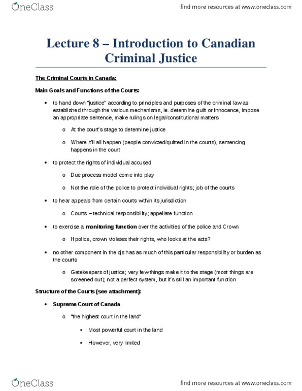 CRM 100 Lecture Notes - Lecture 8: Summary Offence, Murder, Extraordinary Measures thumbnail