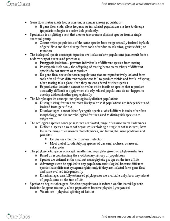 BIOL 1001 Lecture Notes - Lecture 8: Species, Species Complex, Phylogenetic Tree thumbnail