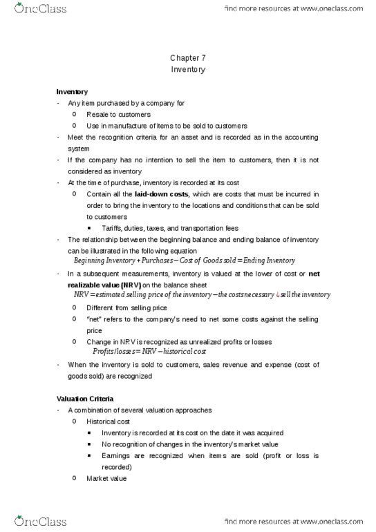 BUS 251 Chapter Notes - Chapter 7: Income Statement, Aadhaar, Gross Margin thumbnail