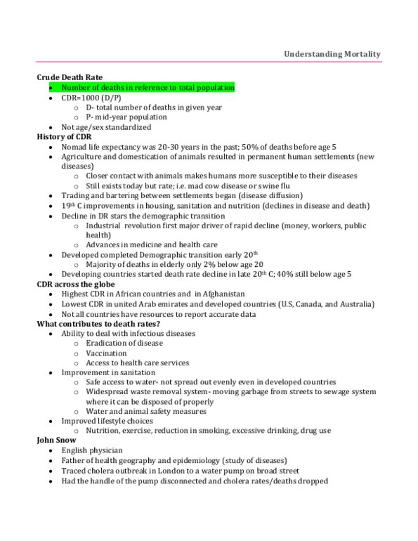 GGR208H5 Lecture Notes - Child Mortality thumbnail