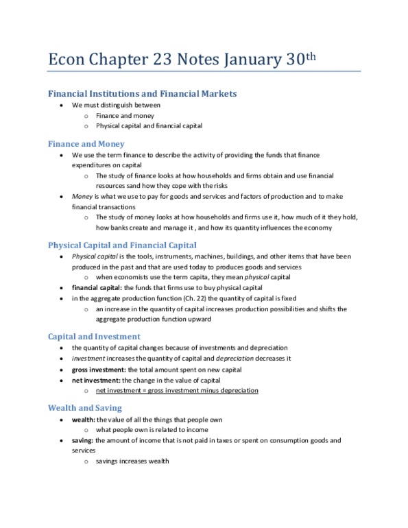 Economics 1022A/B Chapter Notes - Chapter 23: January 30 thumbnail