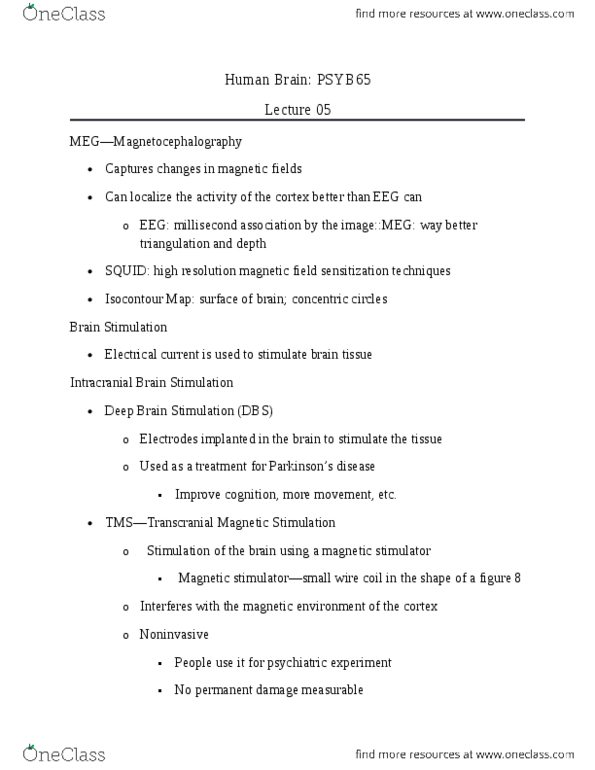 PSY100H1 Lecture Notes - Lecture 5: Pneumoencephalography, Subarachnoid Space, Radiography thumbnail